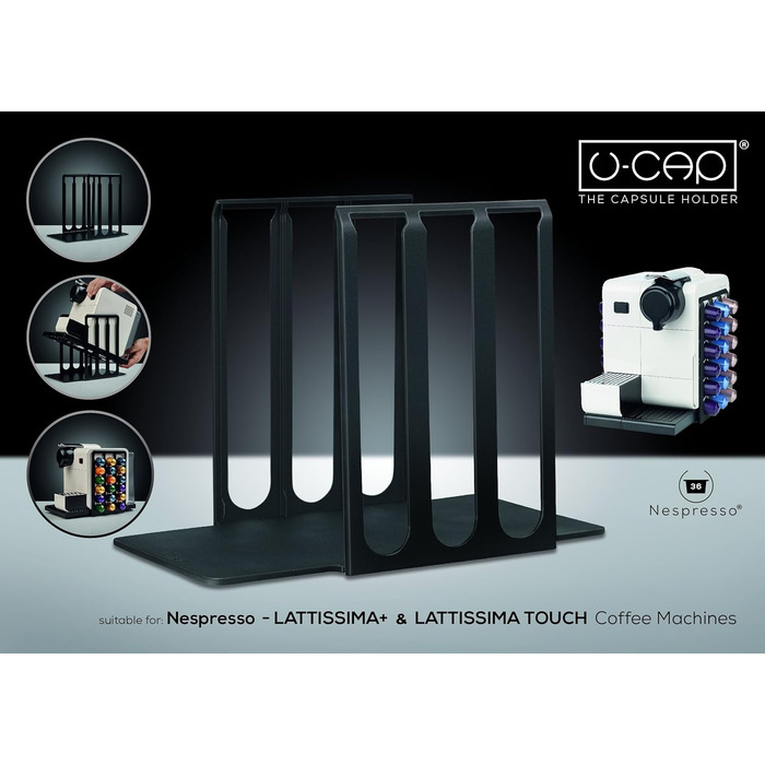Тримач для капсул Nespresso® PIXIE/PIXIE CLIPS U-CAP (з чеком) | Чорний | Сумісний з LATTISSIMA TOUCH та PLUS