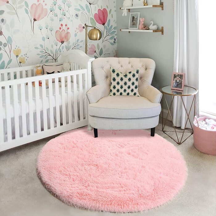 М'який килим для спальні, пухнаста вітальня, дитяча кімната, плюшевий килим, сірий килим, прямокутна форма, симпатична прикраса для кімнати, трав'янисто-зелений (6x6 футів, рожевий)