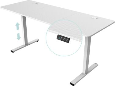 Mars Gaming MGD-ERGOPRO: Регульований за висотою електричний стіл, 110x60 см, білий. Ергономічна поверхня з карбону, металева конструкція, тримач для навушників, кабельний менеджмент