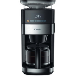 Кавомашина Krups KM8328 Grind Aroma з вбудованим млином | Таймер, 1.25л, 15 чашок | 3 ступені помелу, автовимкнення, чорний