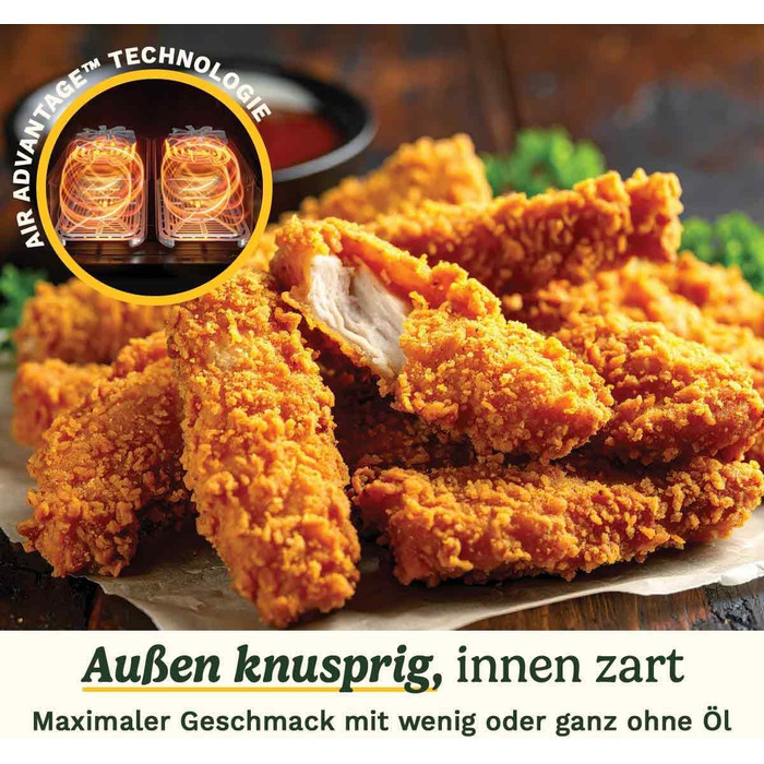 Фритюрниця Cuisinart XXL 10.4L з двозонним нагріванням | Без PFAS та хімікатів | Для смаження, грилю, випікання, дегідратації та підтримання тепла | 2 x 5.2L, 8+ порцій | Знімні деталі з нержавіючої сталі (2 камери)