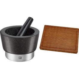 Набір Zwilling Spices: ступка та товкачик, діаметр 11 см, граніт, чорний, сито, нержавіюча сталь, 16 см