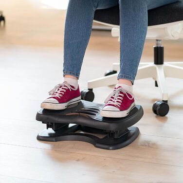 Підніжка для ніг Unilux Nymphea, регульована, антиковзка, динамічна, для офісу та дому, чорна, 43 x 33,7 x 12,2 см