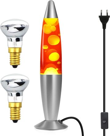 Лава-лампа CELLUSTOP Magma rocket ракета - Декоративний світильник для встановлення - Поставляється з 2 лампочками R39 - Скло та алюміній - Вимикач - 25 Вт - 34 см - Червоний