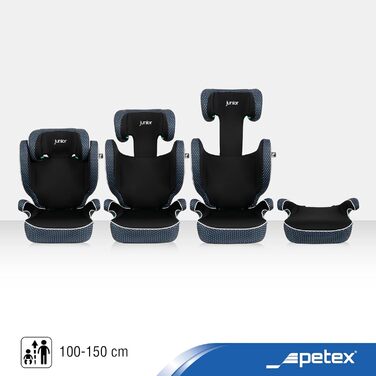 Автокрісло PETEX з ISOFIX - стандарт i-Size згідно ECE R129 для дітей зростом приблизно 100-150 см, регульоване по висоті дитяче автокрісло в (синє, базове)