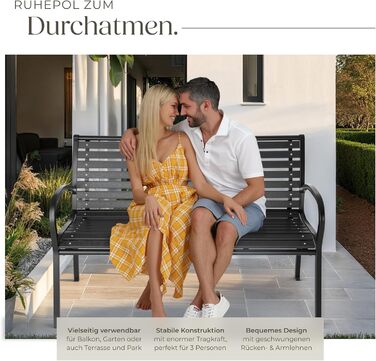 Садова лавка Tectake 3-місна преміум класу, для саду, тераси та балкона, витримує до 200 кг, 126x62x81.5 см, вологостійка дерев'яна лавка