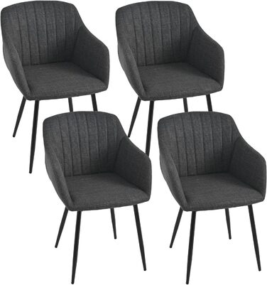 Набір обідніх стільців з підлокітниками, 4 шт., чорно-сірий, для кухні, вітальні, спальні