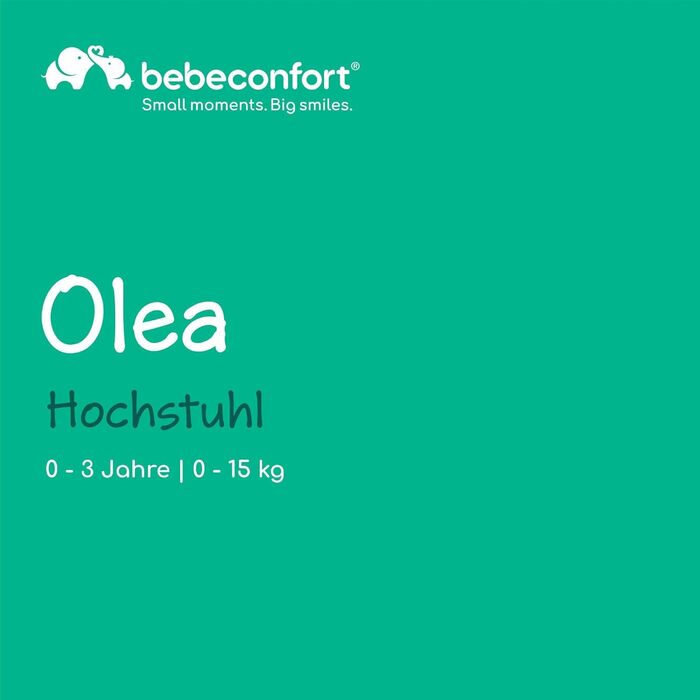 Дитячий стільчик Bebeconfort Olea, 0-3 роки, до 15 кг, регульований, 9 положень висоти та 3 положення для відпочинку, легко миється, з колесами, складаний, сірий
