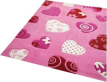 Килимок мрії Дитячий килимок Серця Дитячий килимок для дівчинки в рожевому кремовому червоному кольорі розмір (160x230 см)