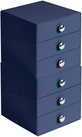 Органайзер для макіяжу iDesign Drawers Високоякісна коробка для зберігання косметики, косметики та Ко Ящик з 3 висувними ящиками Пластик темно-синього кольору