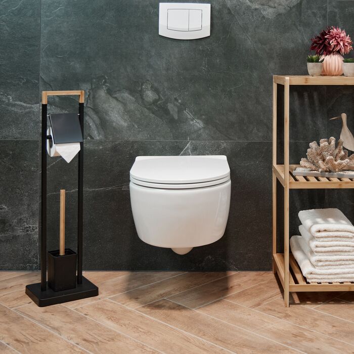 Набір для туалету Relaxdays Бамбук та Нержавіюча сталь