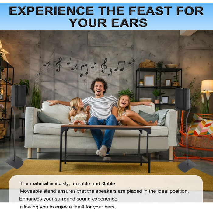 Регульовані підставки для акустики: комплект з 2 шт., висота до 140 см, для сателітів до 5 кг, інтегроване кабельне управління (сумісні з Bose UFS-20 серія II)