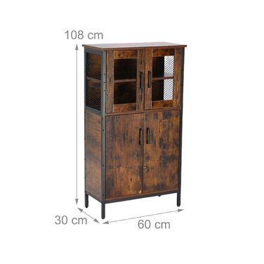 Шафа кухонна Relaxdays Індустріальна з скляними дверцятами