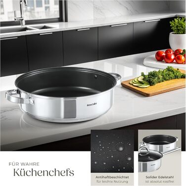 Набір каструль tectake® 15 предметів: каструлі, сковорідки з нержавіючої сталі з кришками, для плити (індукційна, газова, електрична), для кемпінгу та дому