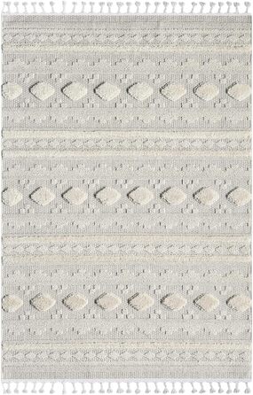 Килим City Boho Rug Cream 80x150 см - Орнаменти, Бордюр, 3D Ефект, Сизаль, Бахрома (200x290 см)