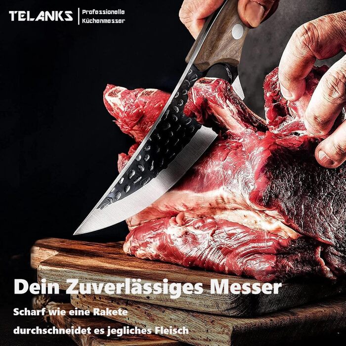 Японський кухонний ніж Rostfrei 15 см, з шкіряною піхвою, з нержавіючої сталі, з дерев'яною ручкою, для овочів та м'яса, чорний