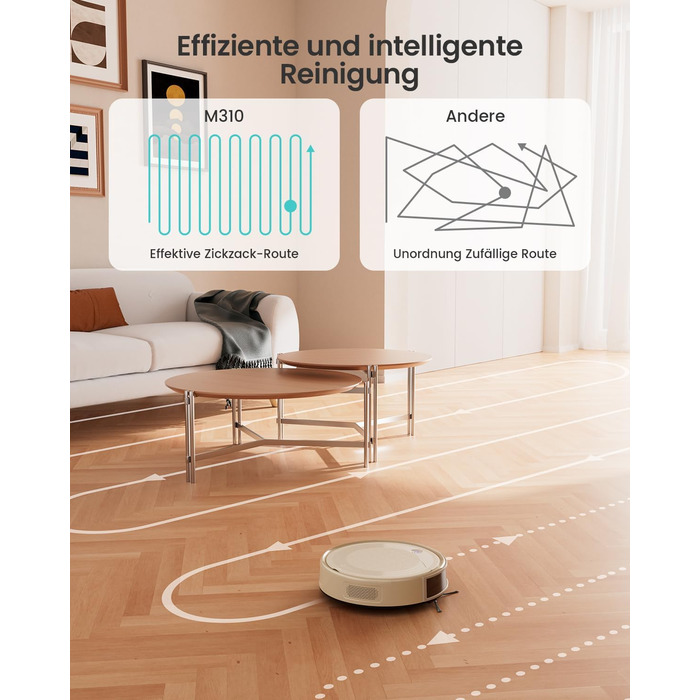 Робот-пилосос LEFANT M330 з функцією миття, 5000Pa, лазерна навігація, PSD-технологія, APP, 160 хв, для тварин, килима, твердих підлог, сірий (M310 Champagne)