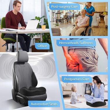 Подушка-пончик для геморою та болю в куприку, велика чорна подушка для вагітних та після пологів