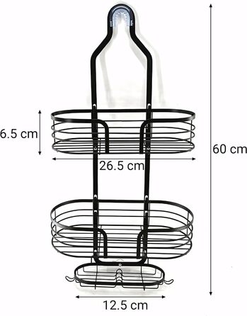 Душова полиця Retoo з 2 кошиками, полиця для душової кабіни, нержавіюча сталь, 26x10,5x55,5 см