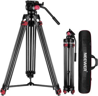 NEEWER відеоштатив 200 см з алюмінію, 360° флюїд-голівка, для DSLR камер Canon, Nikon, Sony, вантажопідйомність 8 кг