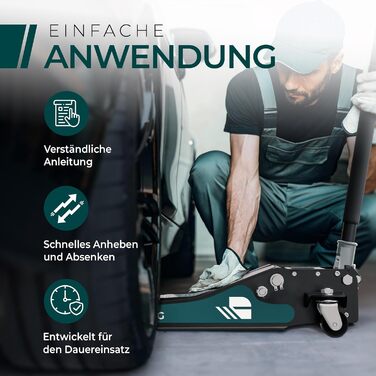 Гідравлічний домкрат CargoVA 3T з низьким профілем (75-505мм) + килимок + 2 гумові накладки | Для SUV та занижених авто | Професійний набір для заміни коліс