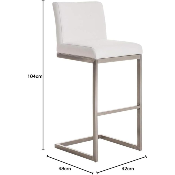 Барний стілець Paros з нержавіючої сталі, оббивка з тканини, з підлокітниками та ергономічною підніжкою, багато кольорів, колір: білий