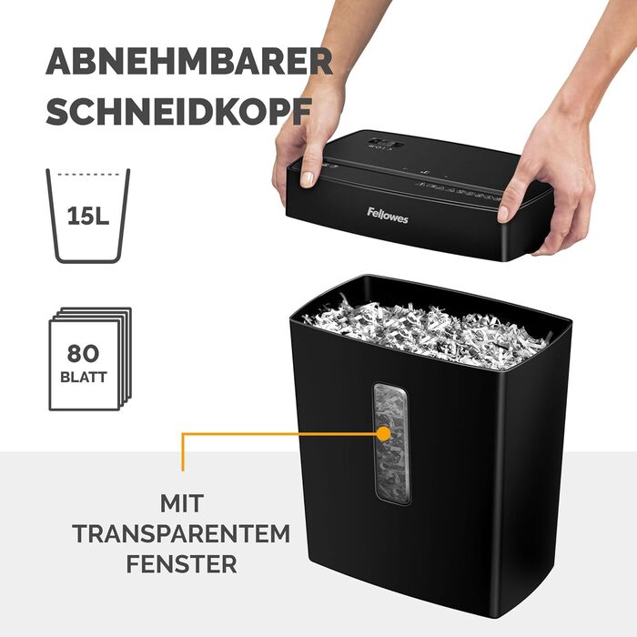 Fellowes FS-8C: Шредер для паперу 8 листів, чорний, Cross Cut, 15л, знищення кредитних карт