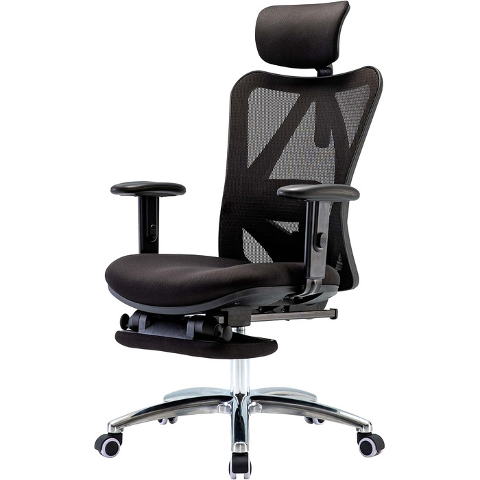 Офісний стілець Mendler HWC-J86, ергономічний, регульована поперекова підтримка, до 150 кг, оранжевий (з підніжжям, чорний)