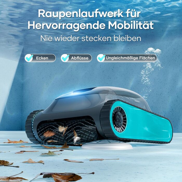 AIPER Scuba S1 Робот-пилосос для басейну, автоматичне очищення дна та стін, ультратонкий фільтр 3 мкм, 180 хвилин роботи, 15900 л/год, керування через додаток, для вбудованих басейнів, синій