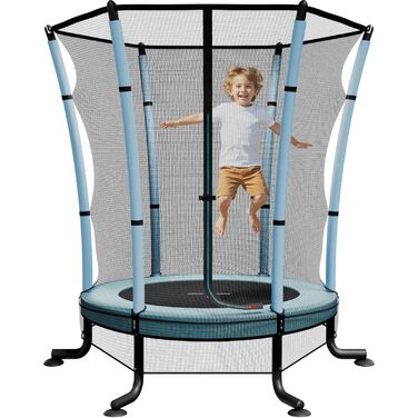 Батут дитячий JUMMICO з захисною сіткою Ø145 см, до 50 кг, блакитний - для дому та вулиці, від 3 років