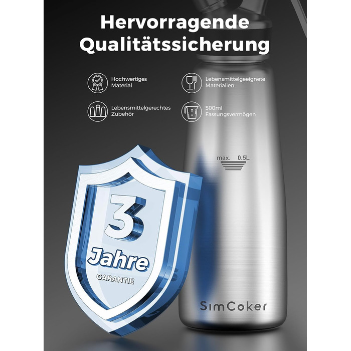 Пристрій для збивання вершків, 500 мл, з набором насадок та щіткою (нержавіюча сталь)