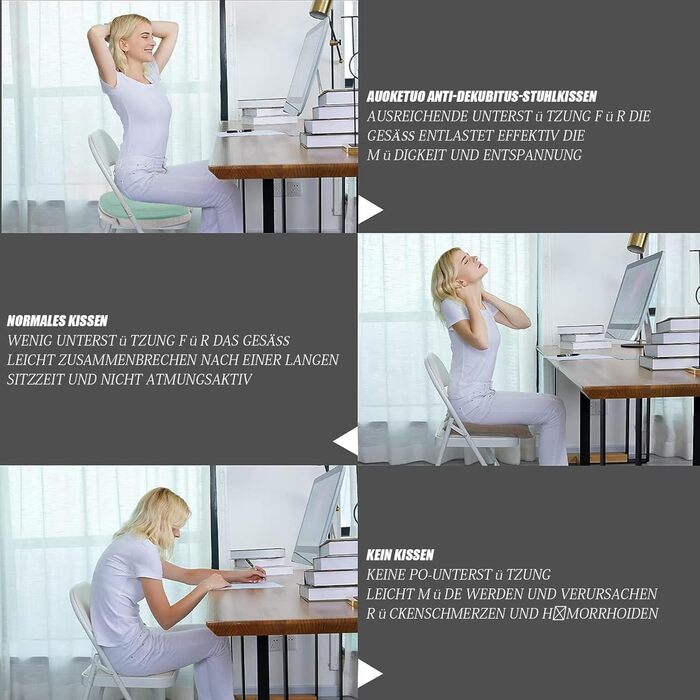 Ортопедична антидекубітативна подушка-кіль (донат) від гемороїду, простатиту та болю в копчику та спині, ергономічна сидіння для дому та офісу (Зелена)