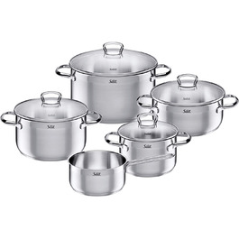 Набір каструль Silit Toskana Induktion 4-каструль, нержавіюча сталь, з кришкою з термоскла, не має покриття