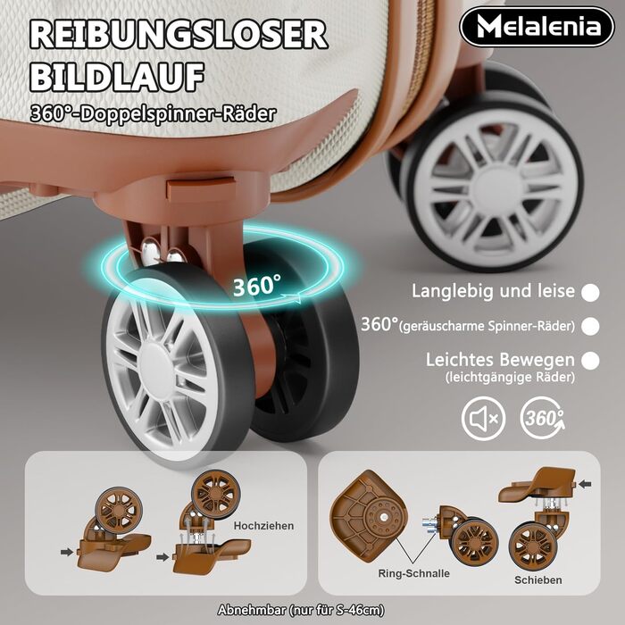 Набір валіз Melalenia 3 в 1 з жорстким корпусом, легкий, для подорожей. Валіза-тролей, набір ручної поклажі з TSA замком та 4 колесами (білий).