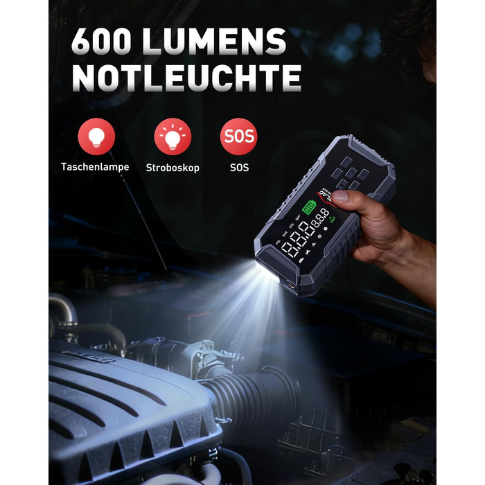 Powerbank для авто ANFLAG 7000A з компресором 160PSI, 26800mAh, для бензинових та дизельних двигунів (до 12.0L), LED-ліхтар