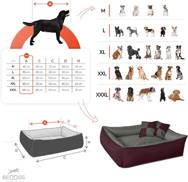 Лежак для собак BedDog MAXQ, 2 в 1, знімний чохол, що миється, для середніх і великих собак, XL, чорно-коричневий