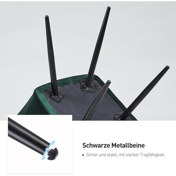 Крісла для їдальні CLIPOP, комплект 4 шт., обтягнуті оксамитом, з металевими ніжками, для вітальні, кухні, їдальні (4 шт., оксамит, зелений)