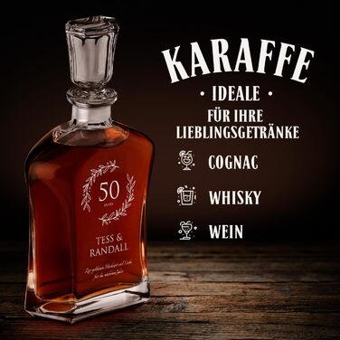 Мавертон Віскі Карафа + Набір склянок (2/4/6) з гравіюванням - 700 мл - Ідеальний подарунок на весілля