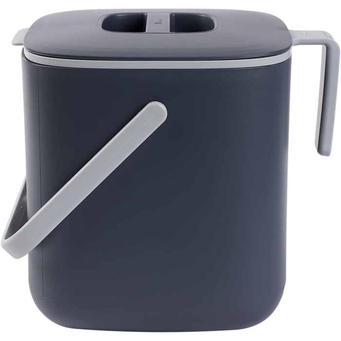 Кухонний контейнер для компосту з блакитного гінкго - легко миється контейнер для харчових відходів для кухні з ручками / кухонний контейнер для компосту для стільниці, відро для кухонних відходів (2,6 літра) - сірий 0,69 галона / 2,6 л Сірий