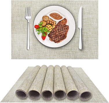 Набори серветок DACHUI 8 шт. з льону, водовідштовхувальні, термостійкі, миючі, довговічні (димно-сірий, бежевий, білий, в клітинку)