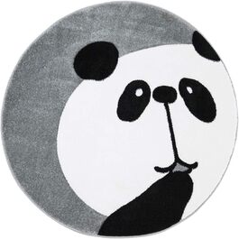 Дитячий килим MyShop24h Ігровий килим Килим для дитячої кімнати Високоякісний ведмедик панда пастельно-сірого кольору з контурним вирізанням, розмір в см 120 х 120 см круглий