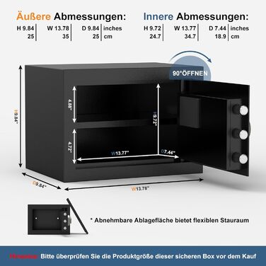 Сейф Diyife 16L з цифровим замком, сигналізацією та підсвіткою. Меблевий сейф з висувною полицею, з міцної сталі SPCC, 35x25x25 см, 2 ключі. Для дому, офісу, готелю.