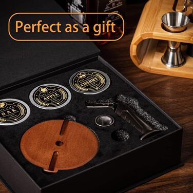 Набір для копчення коктейлів Bourbon: з ліхтариком та стружкою для віскі/бурбона. Ідеальний подарунок для чоловіків, батька, чоловіка.