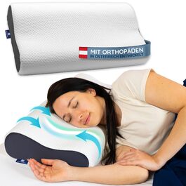 Ортопедична подушка 'Panda' - ергономічна подушка для шиї з дихаючим пінополіуретаном (memory foam) та вентиляційними отворами - для тих, хто спить на спині, боці та животі - знімний чохол