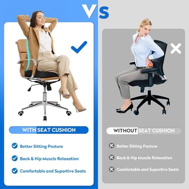 Подушка для сидіння CushZone для офісного крісла, автокрісла, з Memory Foam для полегшення болю в куприку (чорна)