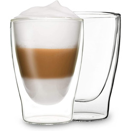 Набір келихів для латте маккіато 4x400 мл, келихи з подвійними стінками для латте маккіато, келихи для кави з подвійними стінками, чайні Келихи, склянки для капучіно, склянки для кави з льодом термостатичні келихи з подвійними стінками скляні чашки для еспресо (2x310 мл)