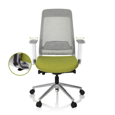 Офісне крісло / поворотне крісло CHIARO T2 WHITE сітка / тканина сіра / зелена hjh OFFICE
