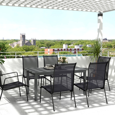 Розширюваний садовий стіл з алюмінію 160/220x90 см, стійкий до погодних умов, антиковзкий буфетний стіл сірого кольору