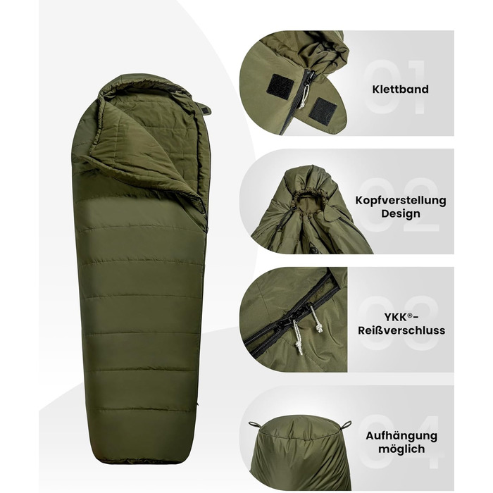 Спальний мішок OneTigris Outdoor Small Pack Розмір 3 сезони 8 C -15 C Спальний мішок для мумій Надлегкий компактний для кемпінгу, подорожей, походів (210 см x 84 см)