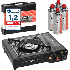 Газовий намет 1-flammig з Piezozündung, туристичний газовий балончик MSF-1a 227 g, туристичний намет з кейсом - ідеально для відпочинку на природі (1-flammiger газовий балончик + 4 газових картриджів)